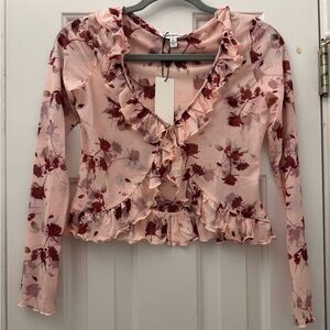Pretty Garbage Mesh Long Sleeve Blouse